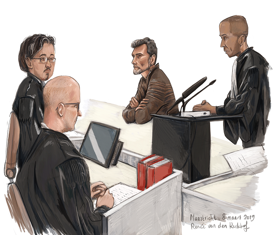Courtroom sketch Jos B. case of Nicky Verstappen