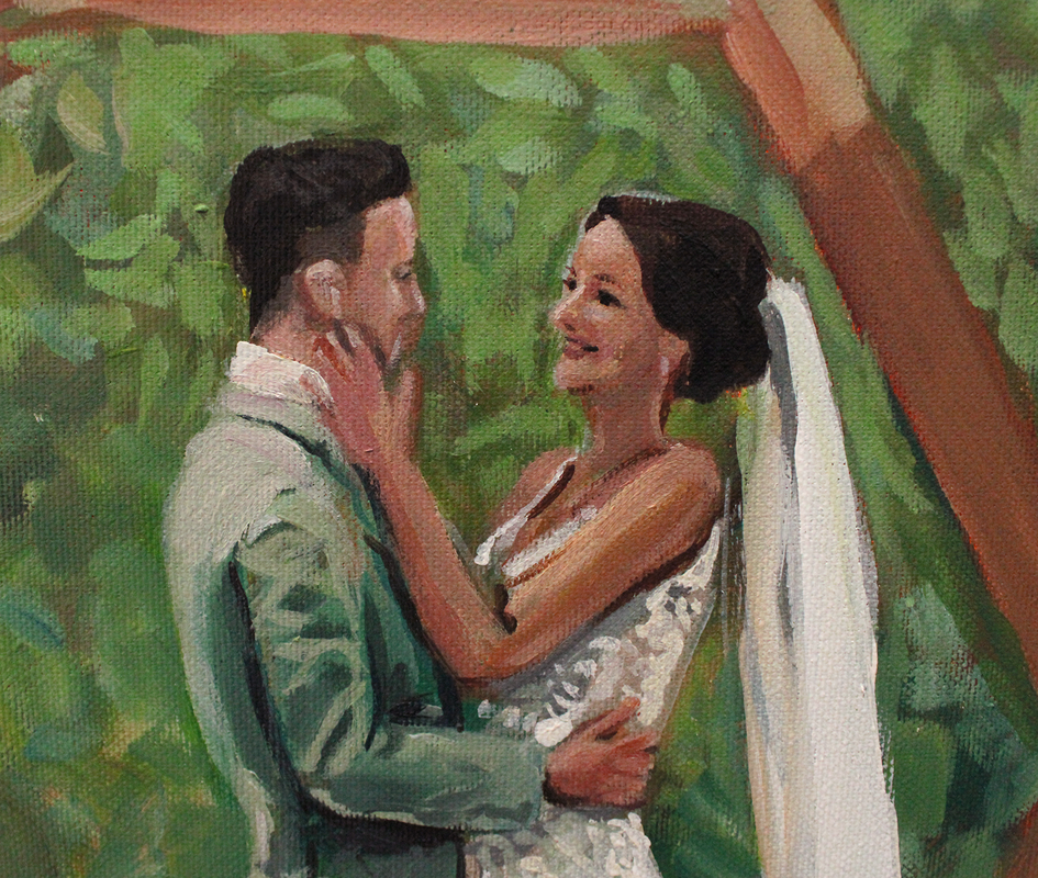 detail uit schilderij met bruidegom en bruid