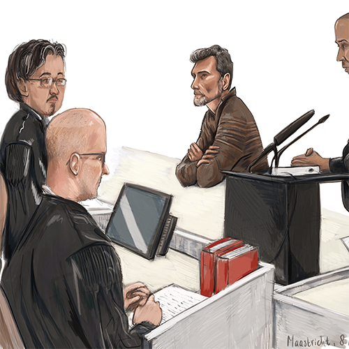 Digital illustration, courtroom sketch of Jos B.