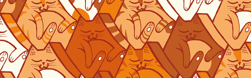 illustration banner sleepy cats pattern